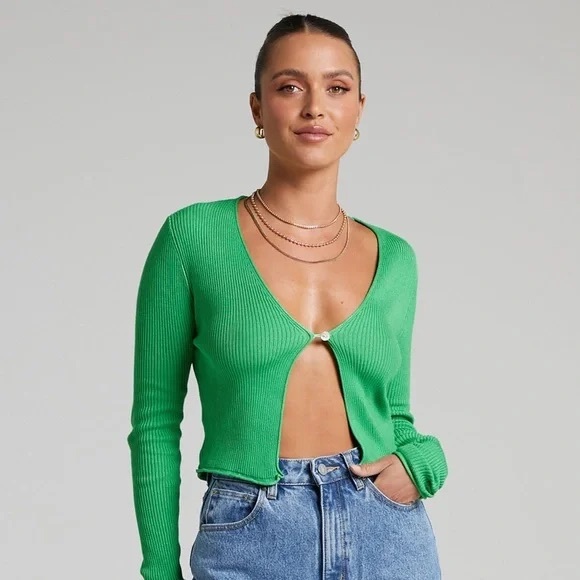 Lioness Vineyard Cardigan Ribbed Green Size 2 NWT - Picture 6 of 10